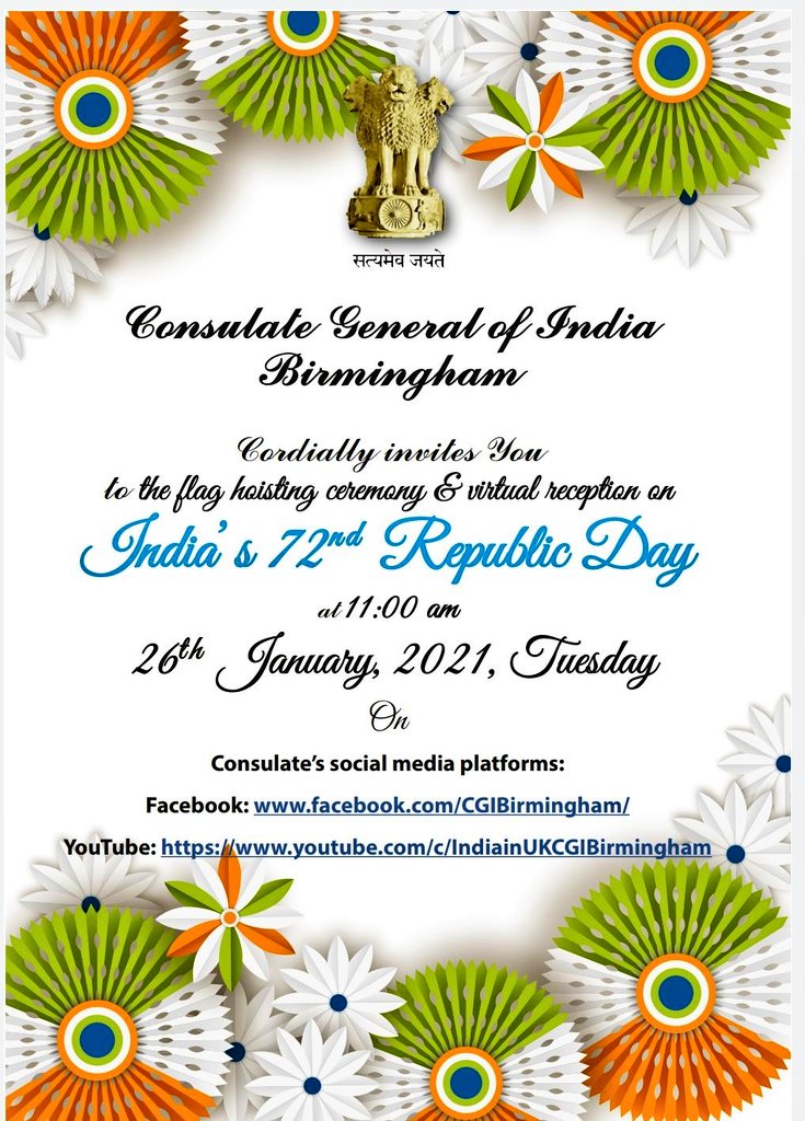 Invitation for Republic Day Celebrations 2021 Consulate General of
