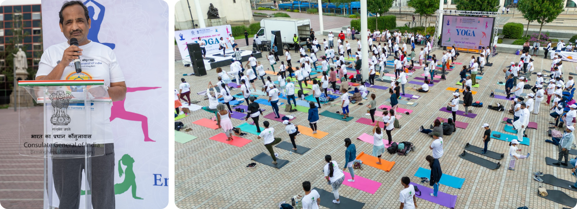 Celebration of the 10th International Day of Yoga, 21st June 2024 at Centenary Square Birmingham